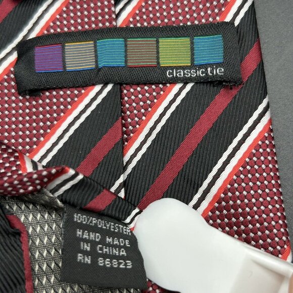 Lot of 6 Men's Neck Ties 55-58" Long 3" Wide Stripe Plaid Gray Purple Pink Black - Picture 10 of 10